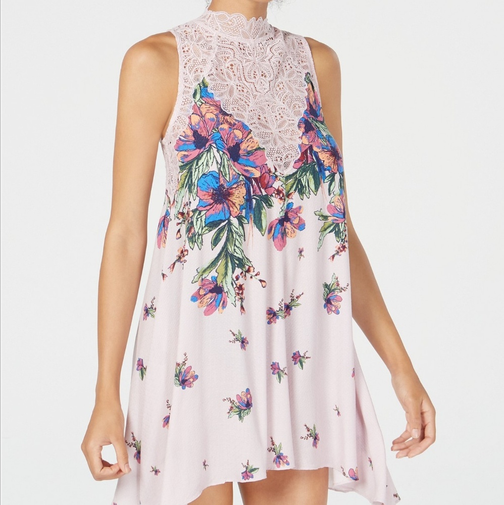 Marsha Printed Lace-Neck Dress